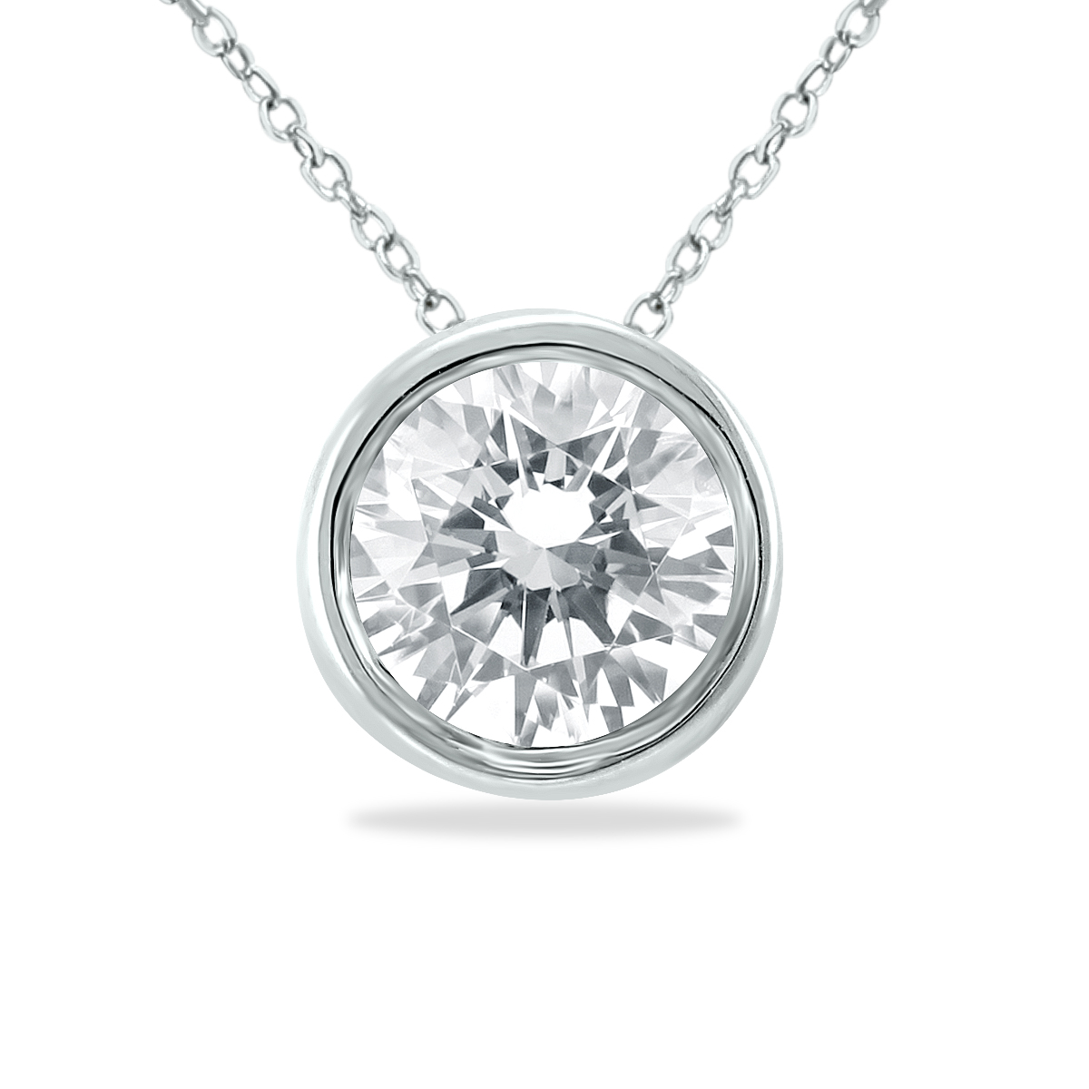 Image of 1 Carat Diamond Bezel Pendant in 14K White Gold