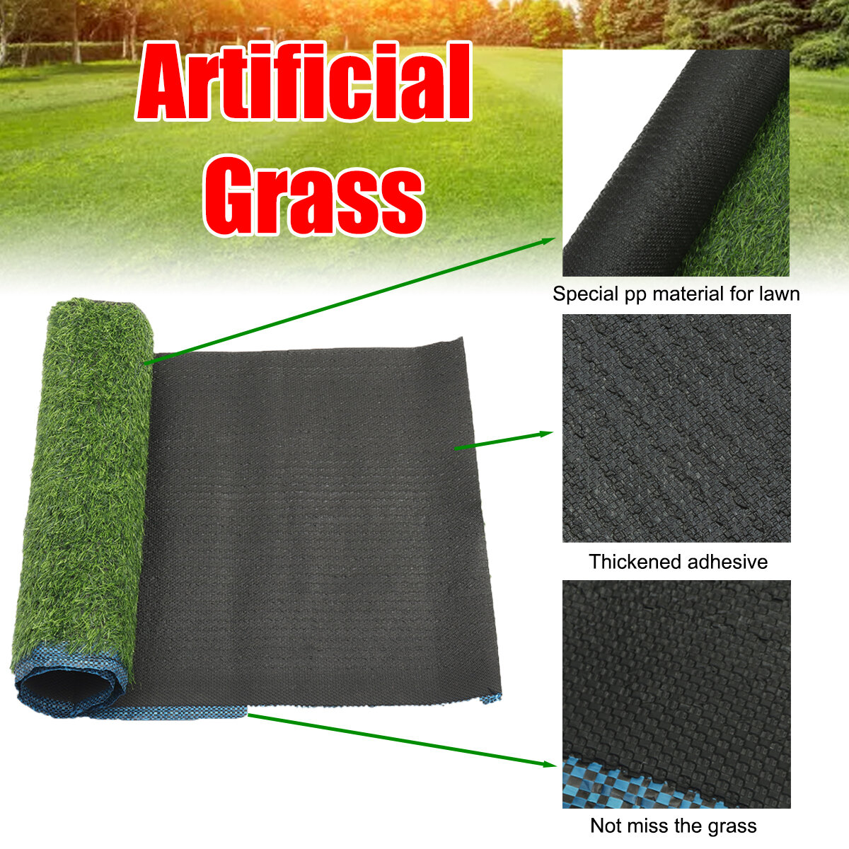Image of 100*400cm Artificial Grass Outdoor Garden Turf Lawn Carpet Mat Landscape Pad For Home School Court Balcony Floor Decor