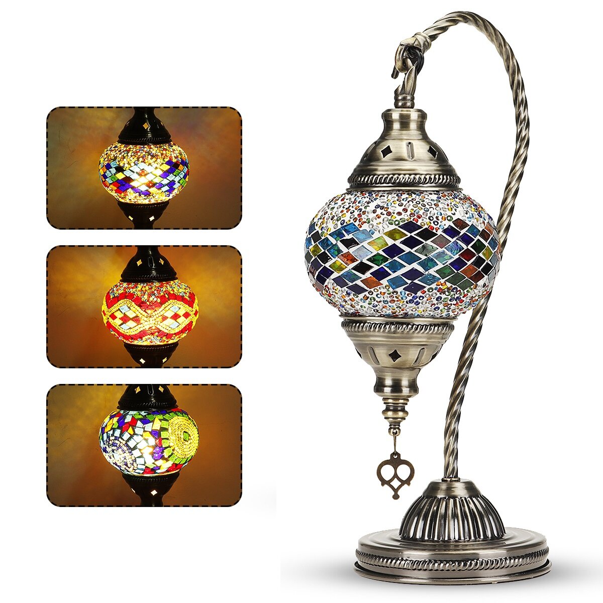 Image of 110-240V Retro Turkish Moroccan Romantic Handmade Table Lamp Home Bar Fixture Decor E27
