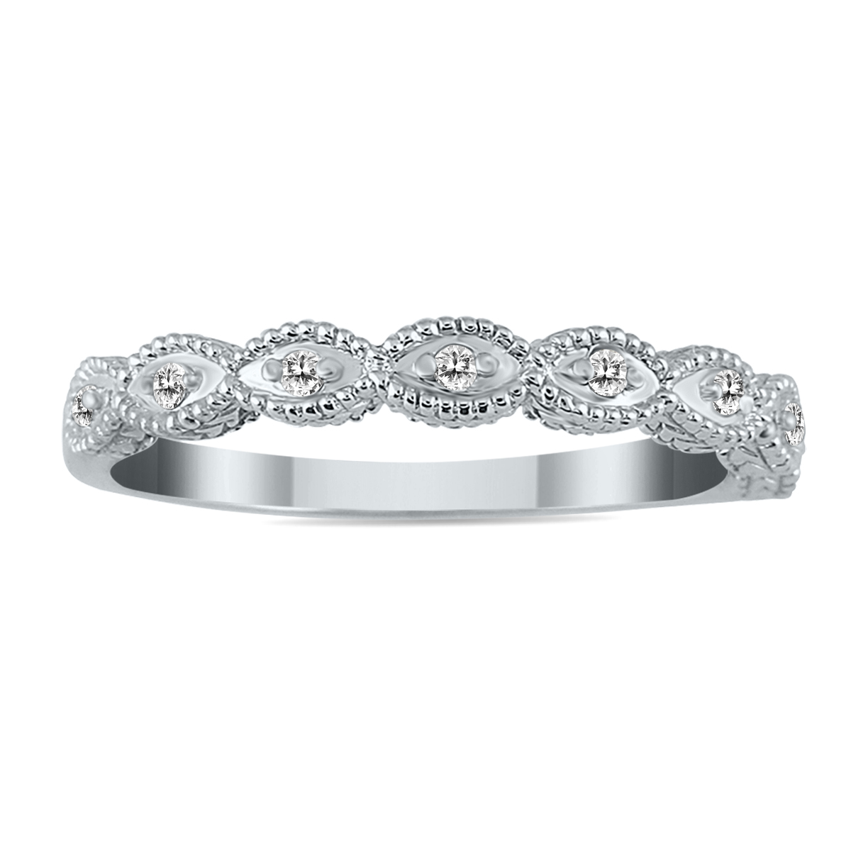 Image of 1/10 Carat TW Oval Natural Diamond Band in 10K White Gold