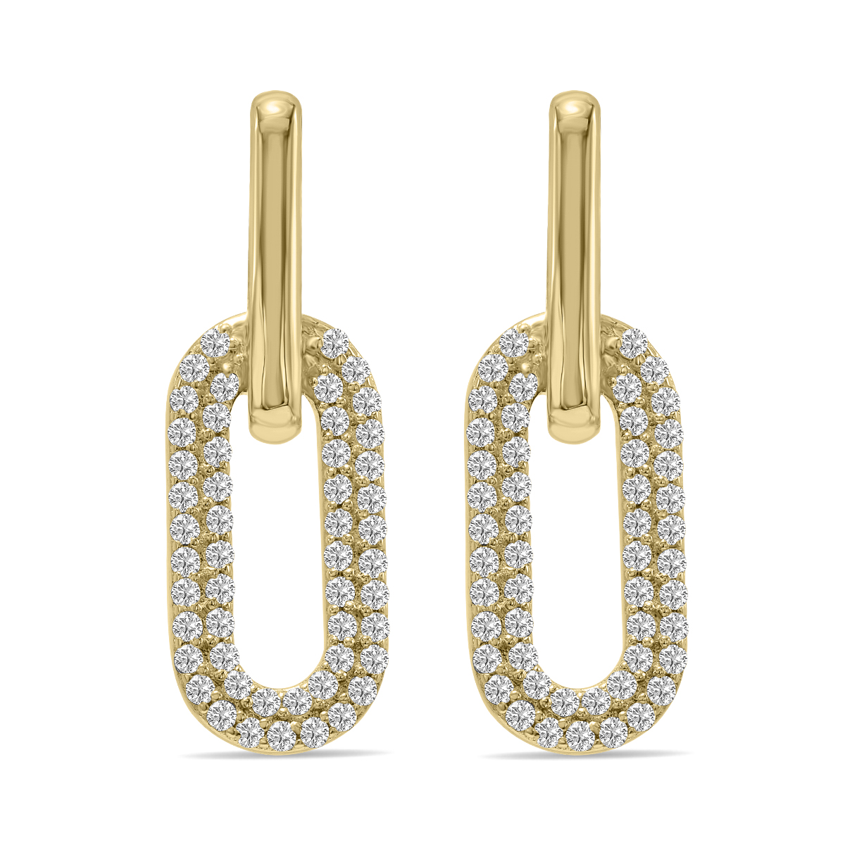 Image of 1/2 CTW Lab Grown Diamond Dangling Drop Earrings in 10K Yellow Gold (F-G Color VS1- VS2 Clarity)