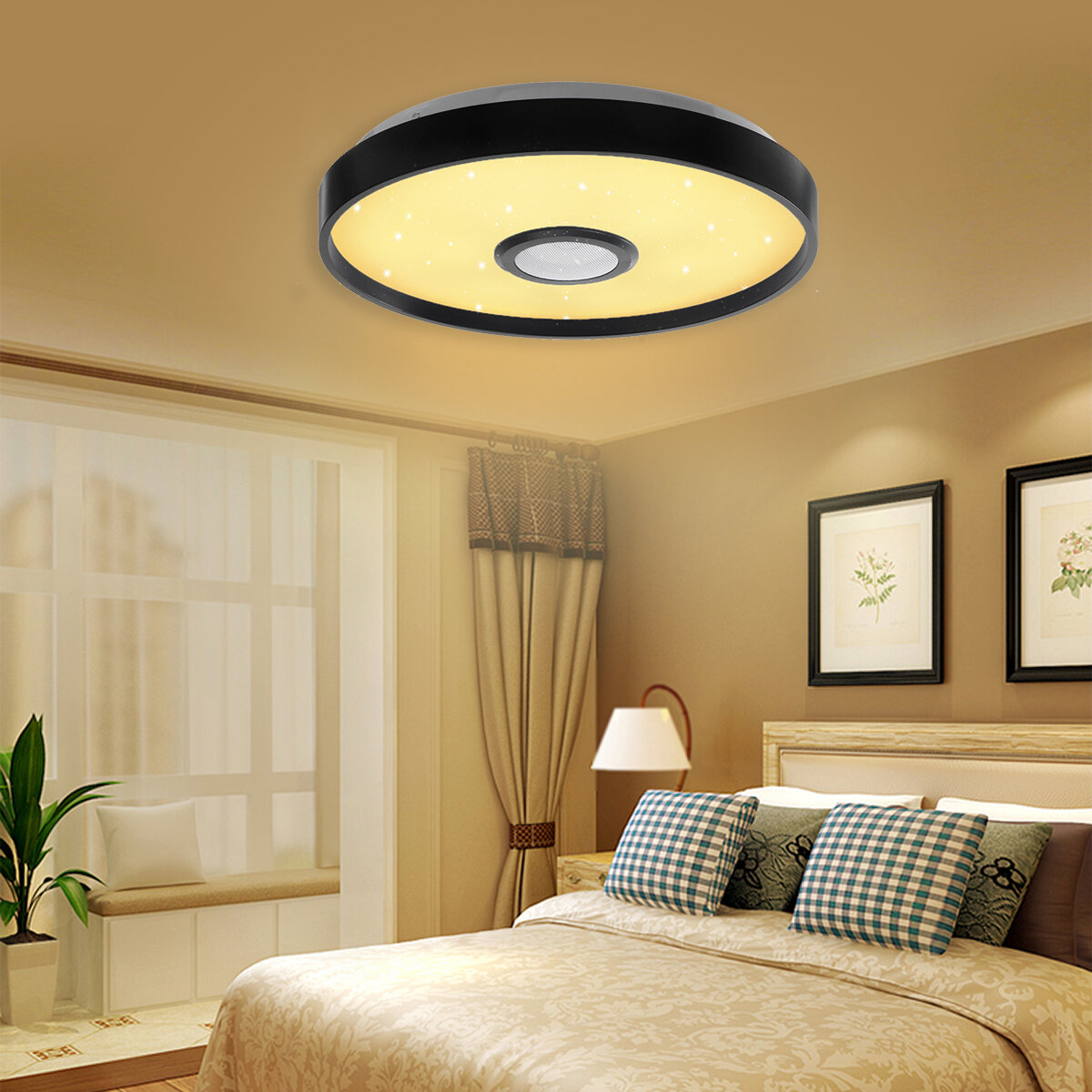 Image of 124LED Black Music RGB Ceiling Lamp Light Wifi APP+Remote Control Smart bluetooth Light