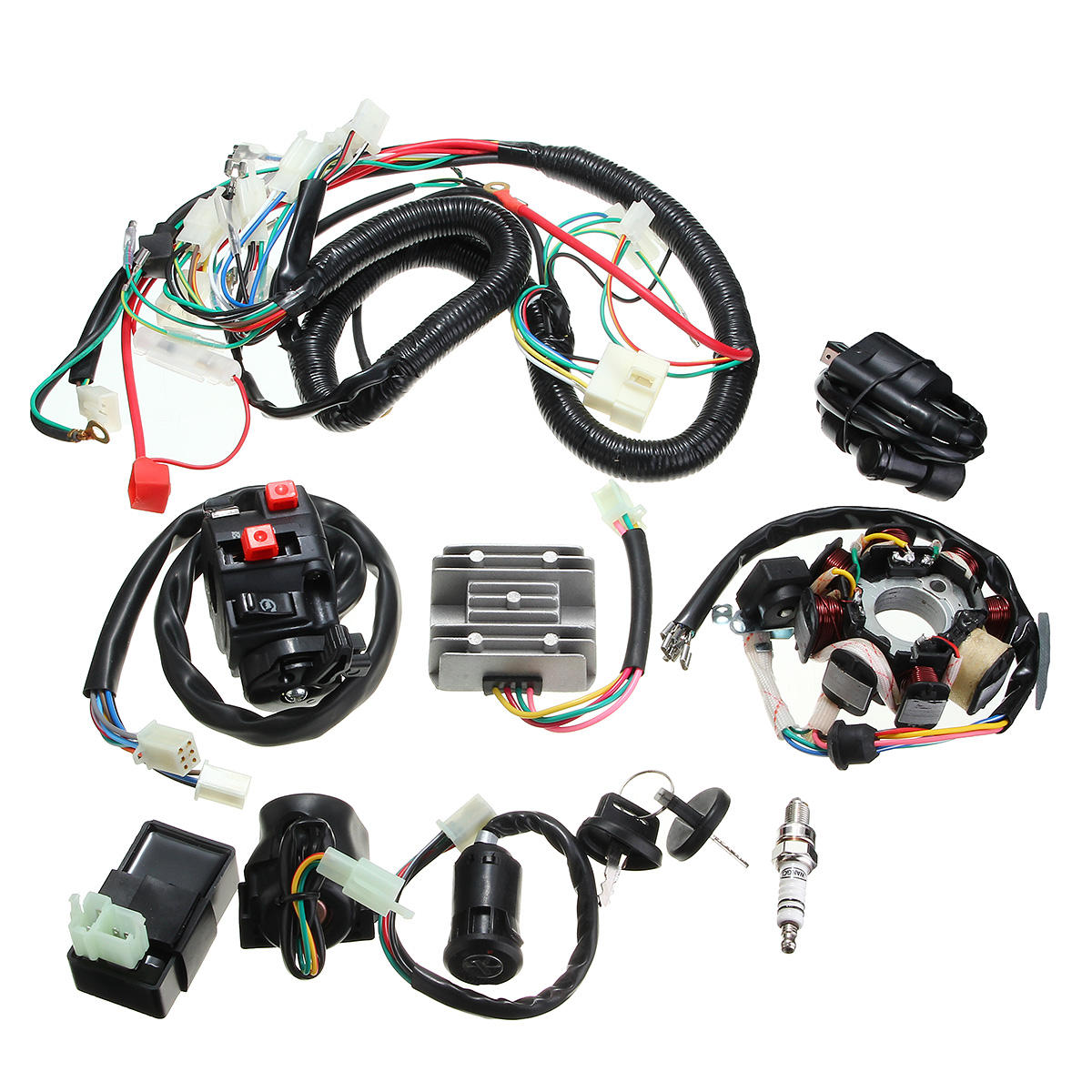 Image of 125cc 150cc 200cc 250cc Quad Electric CDI Coil Wire Harness Stator Assembly Wiring Set