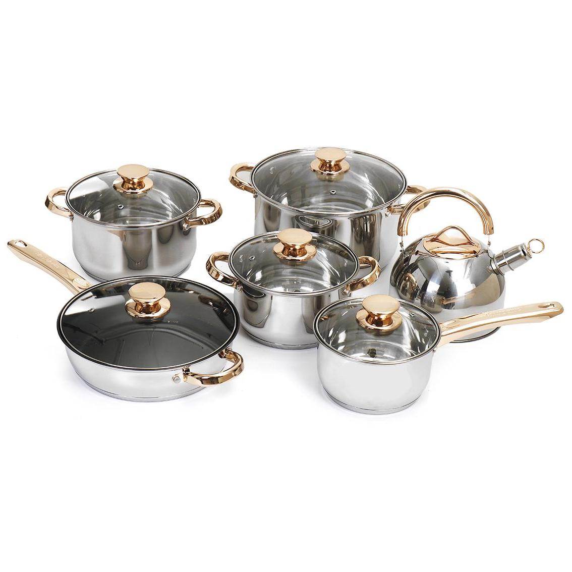 Image of 12PCS/Set Stainless Steel Cookware Pots Non Stick Frying Pan Kitchen Gas Induction Cooker