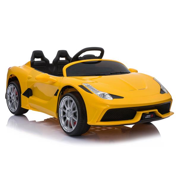Image of 12V Kids Ride On Sports Car 24GHZ Remote Control with Music LED Light Function - Yellow
