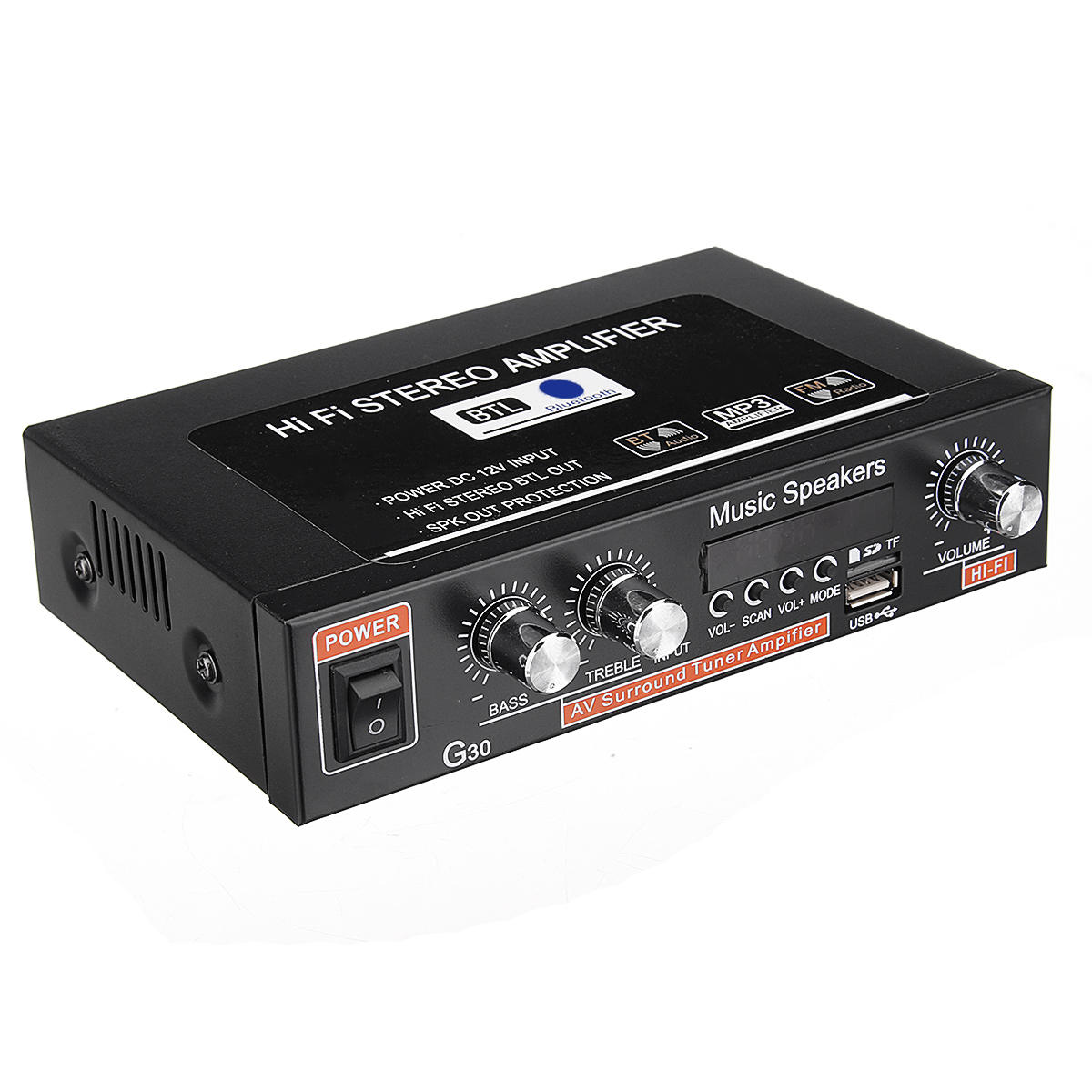 Image of 12V/220V 300W 2CH HiFi Audio Stereo Power Mini Digital Amplifier Amp Bass bluetooth Car Home
