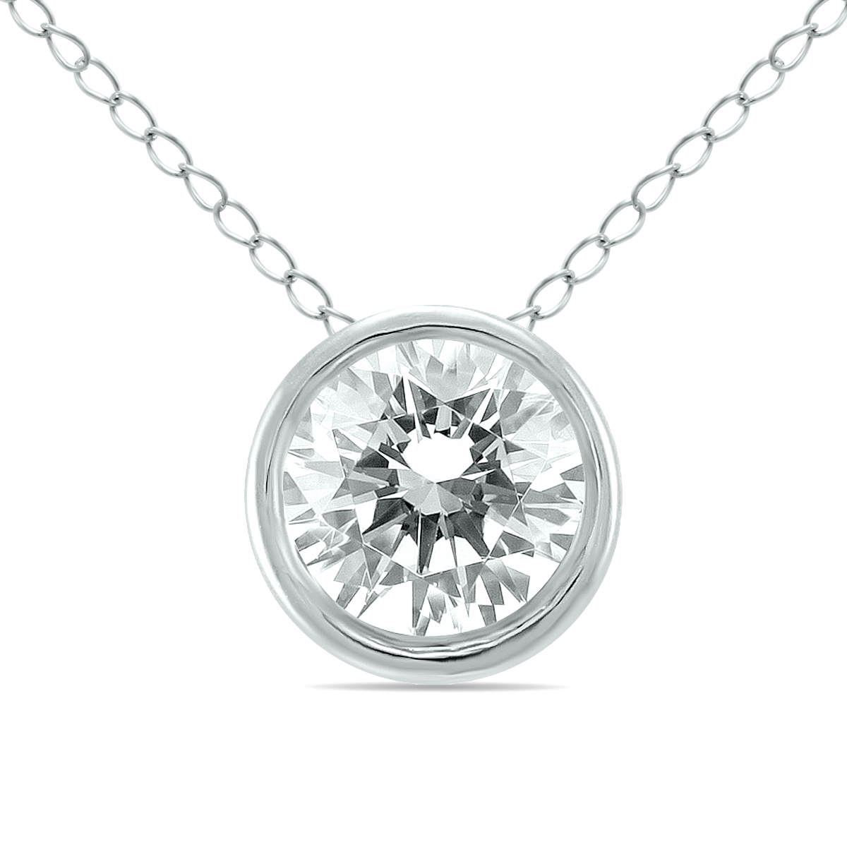 Image of 1/3 Carat Diamond Bezel Pendant in 14K White Gold