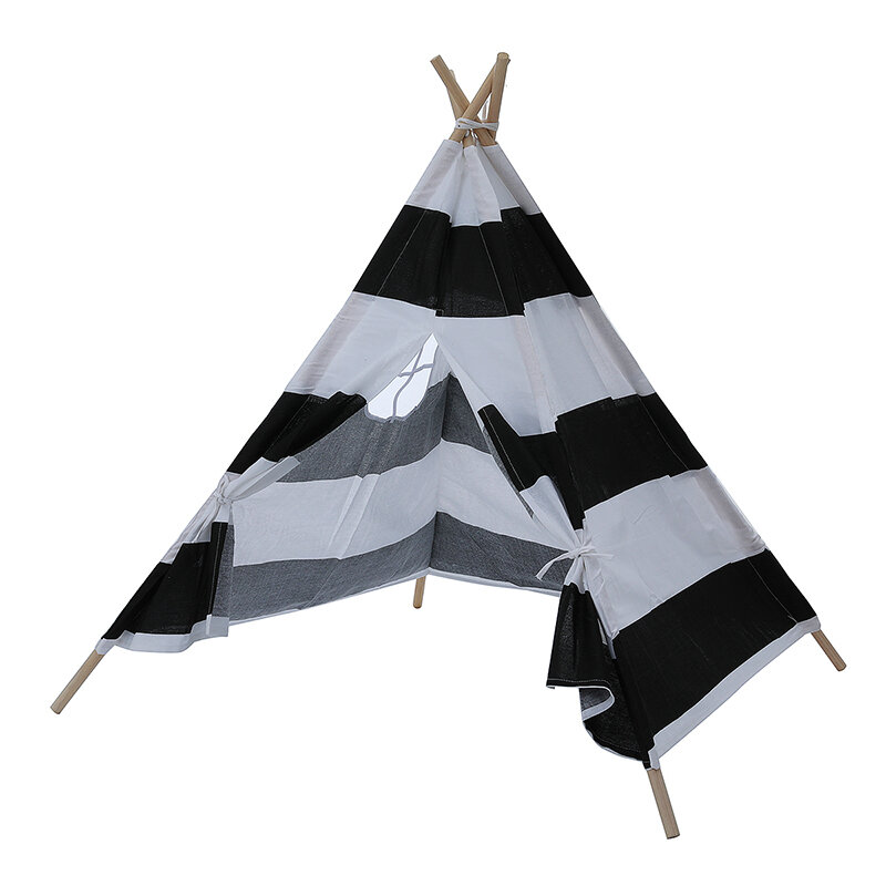 Image of 135M Large Teepee Tent Kids Cotton Canvas Pretend Play House Boy Girls Christmas Gift