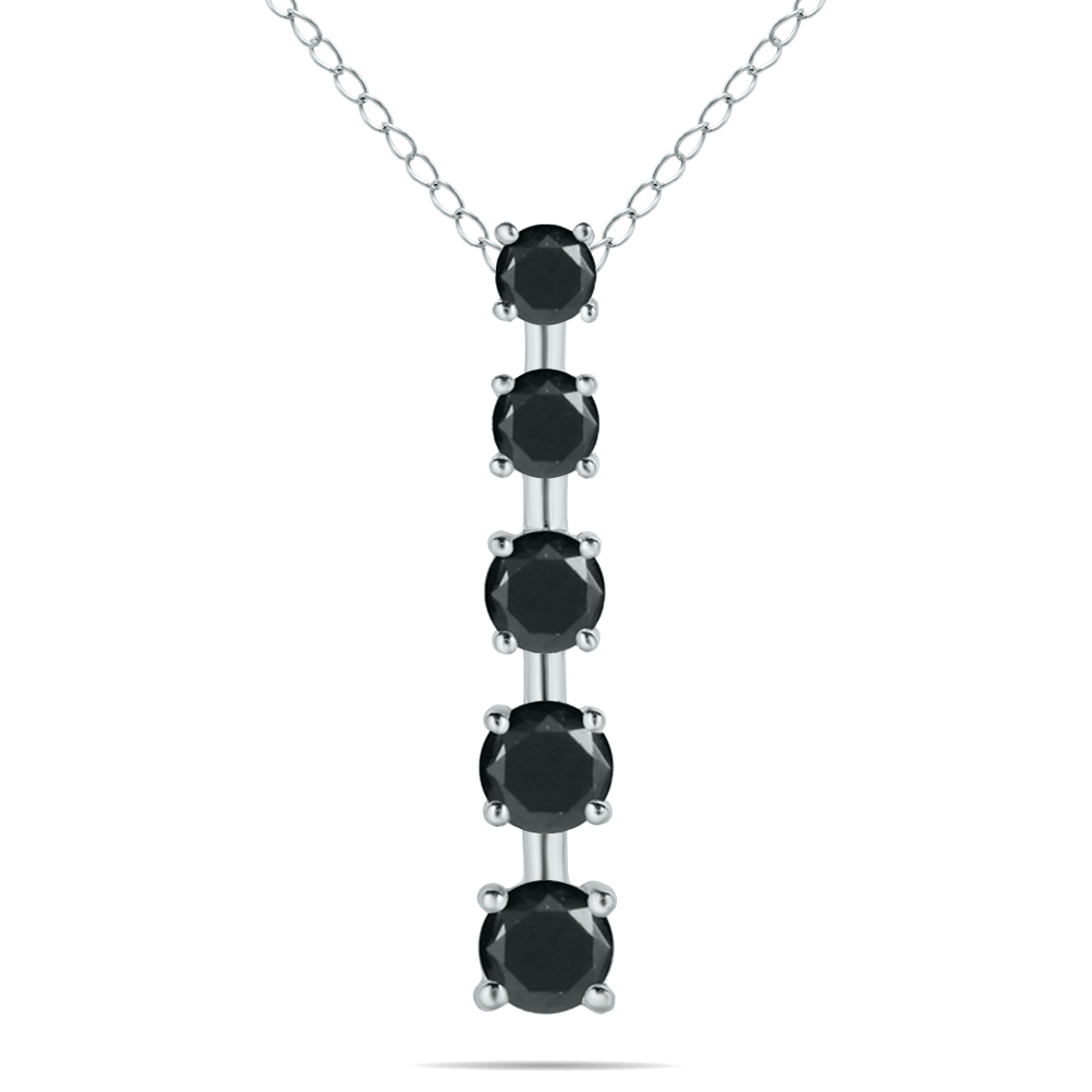 Image of 1/4 Carat TW Black Diamond Journey Pendant in 14K White Gold