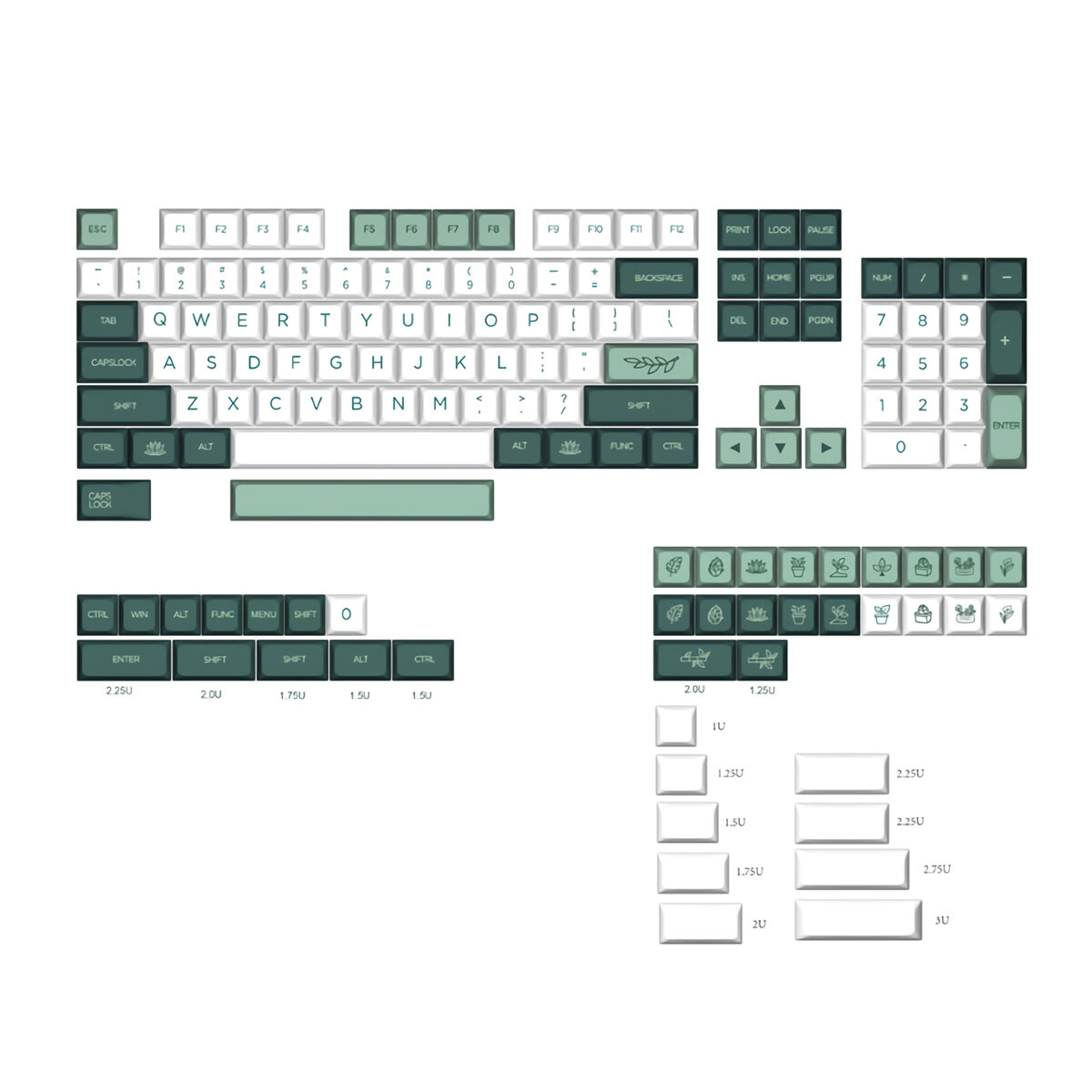 Image of 147 Keys Botanical Garden PBT Keycap Set XDA Profile Five-sided Sublimation Custom Keycaps for Mechanical Keyboards