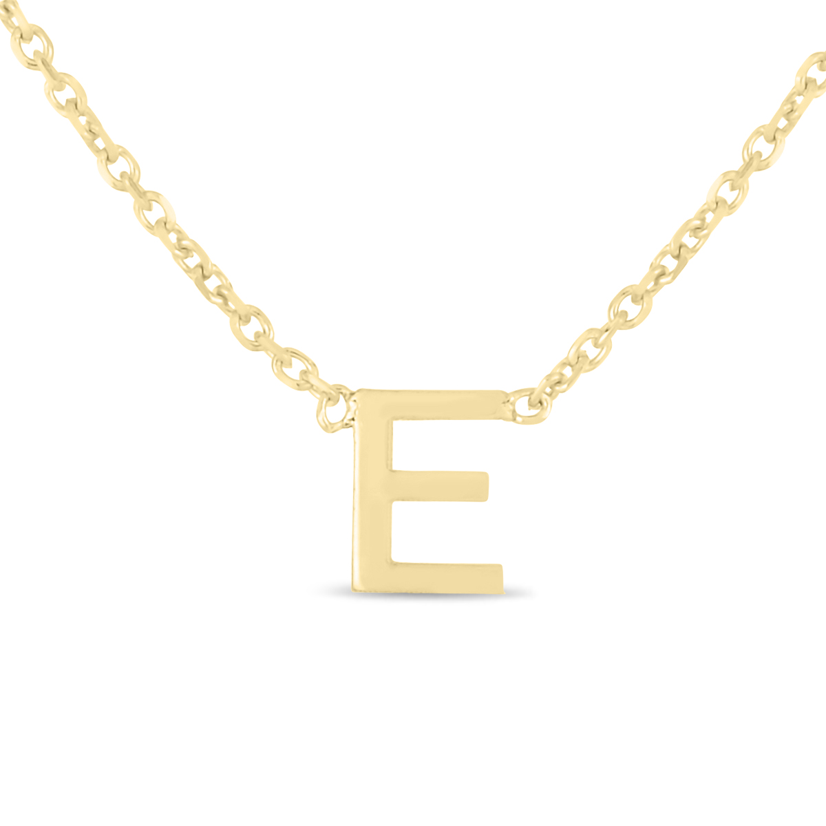 Image of 14K Solid Yellow Gold E Mini Initial Necklace