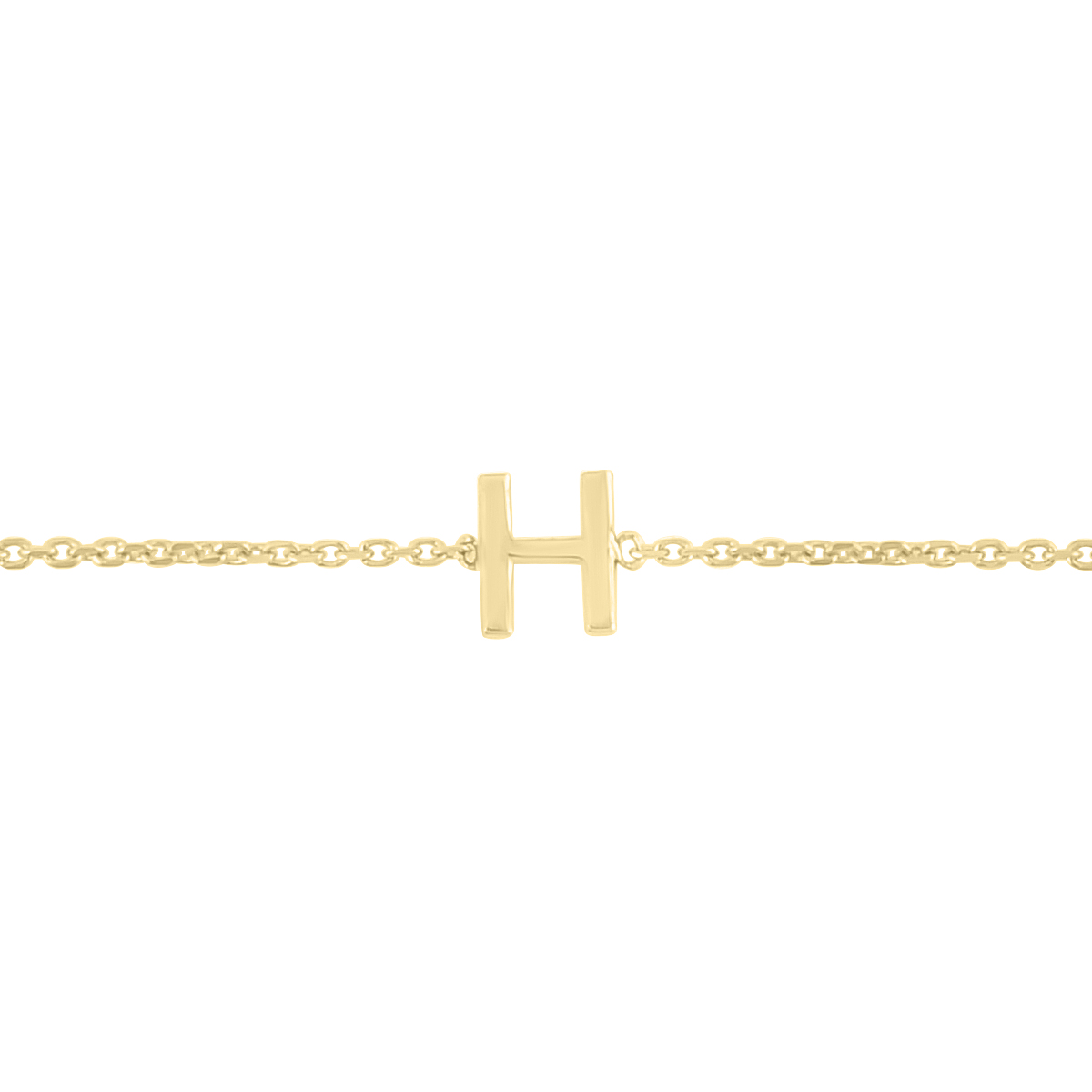 Image of 14K Solid Yellow Gold H Mini Initial Bracelet