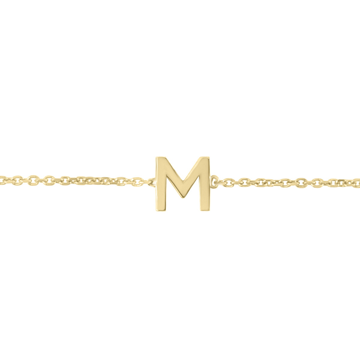 Image of 14K Solid Yellow Gold M Mini Initial Bracelet