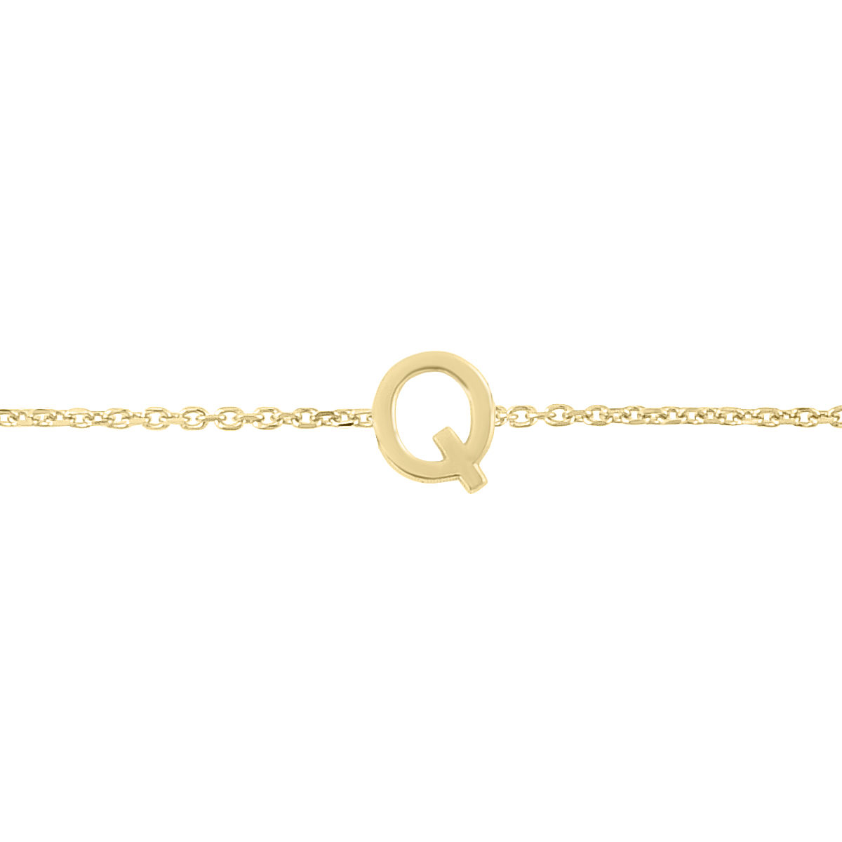 Image of 14K Solid Yellow Gold Q Mini Initial Bracelet