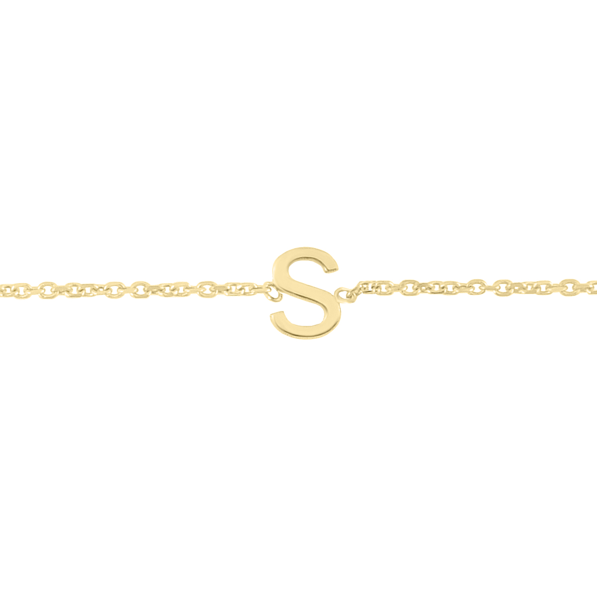 Image of 14K Solid Yellow Gold S Mini Initial Bracelet