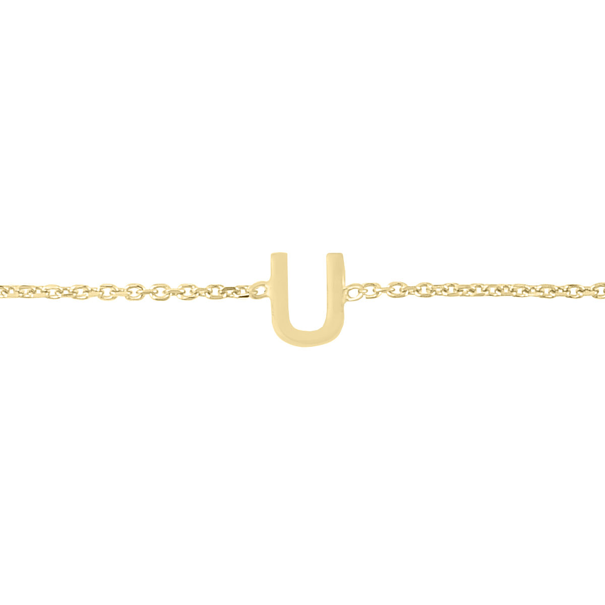 Image of 14K Solid Yellow Gold U Mini Initial Bracelet
