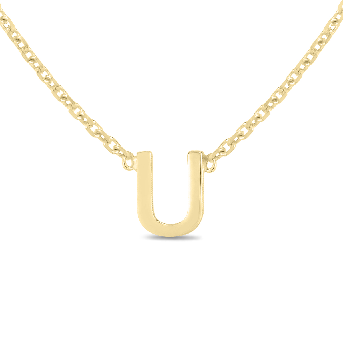 Image of 14K Solid Yellow Gold U Mini Initial Necklace