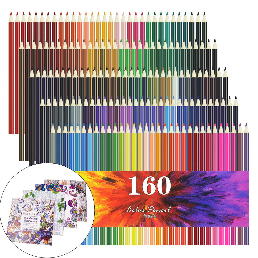 Image of 160Pcs Color Pencil Set Wooden Sharpened Oily Water Insoluble Color Lead Painting Drawing Sketching For School Students