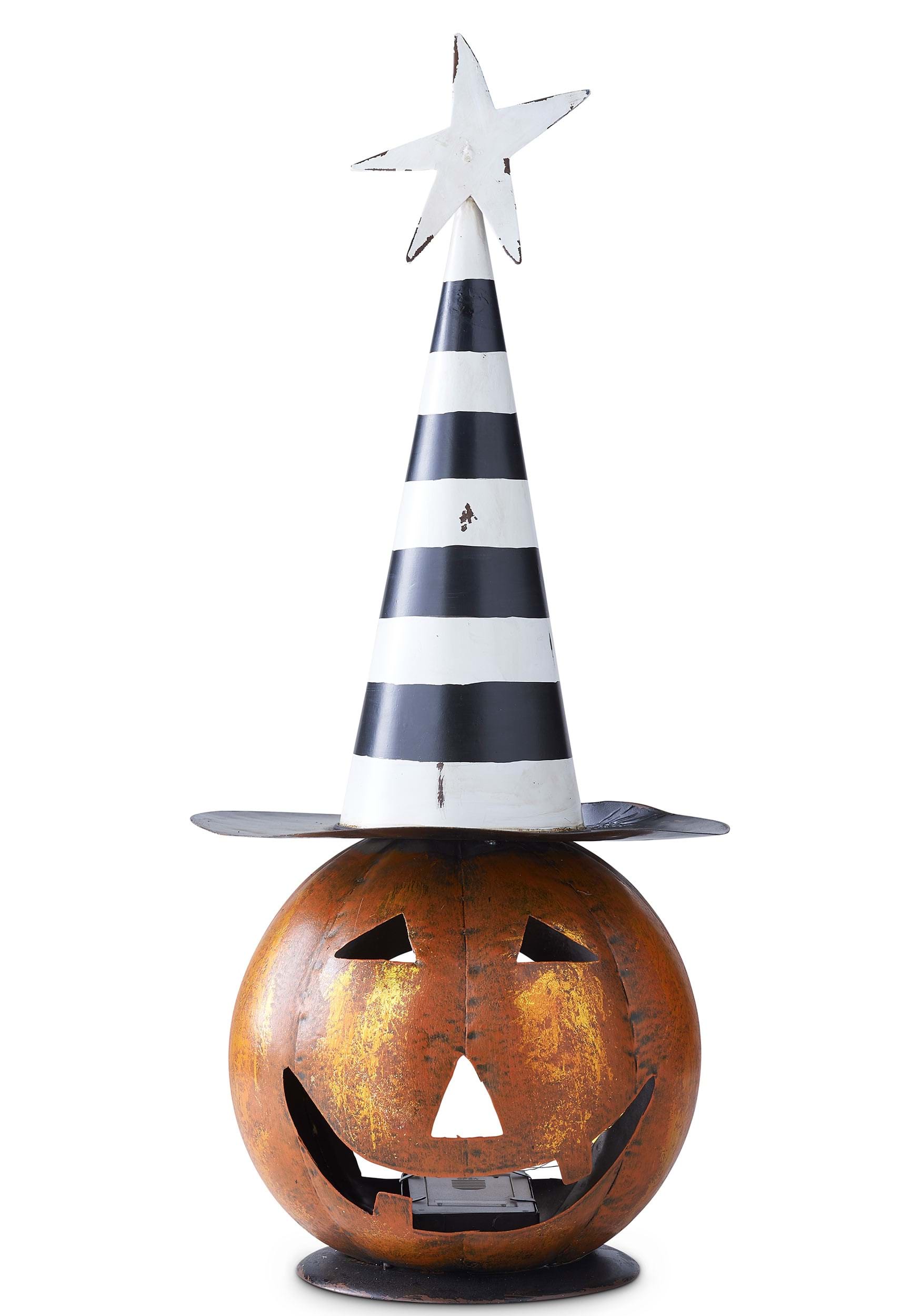 Image of 18" LED Jack 'O Lantern with Black and White Hat Halloween Decoration ID KK41186B-ST