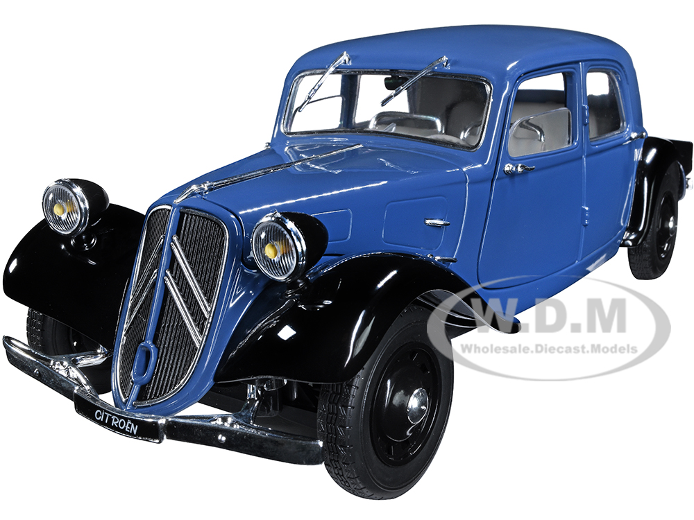 Image of 1937 Citroen Traction Dark Blue and Black 1/18 Diecast Model Car by Solido