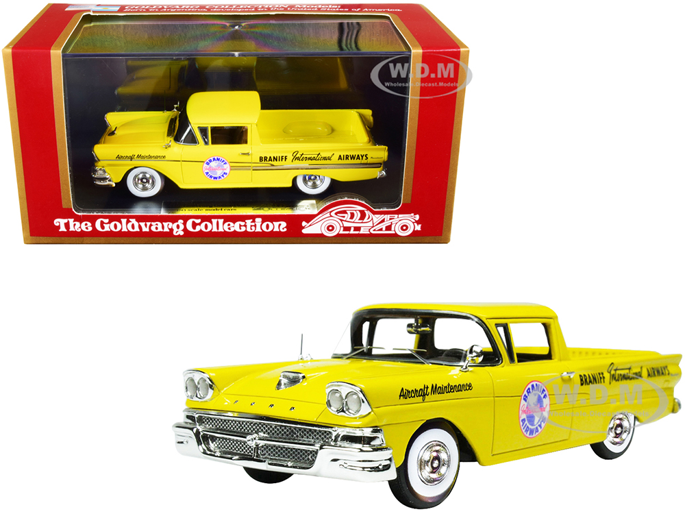 Image of 1958 Ford Ranchero Aircraft Maintenance Car Yellow "Braniff International Airways" Limited Edition to 125 pieces Worldwide 1/43 Model Car by Goldvarg