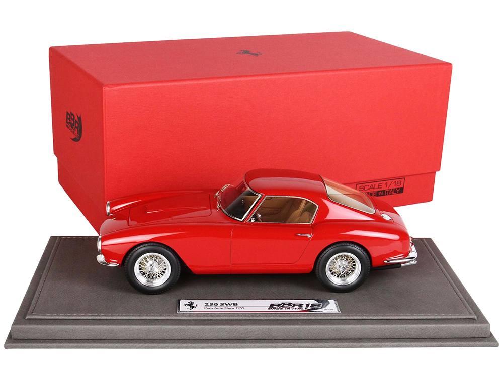 Image of 1959 Ferrari 250 SWB GT Berlinetta Paseo Corto Red with DISPLAY CASE Limited Edition to 500 pieces Worldwide 1/18 Model Car by BBR