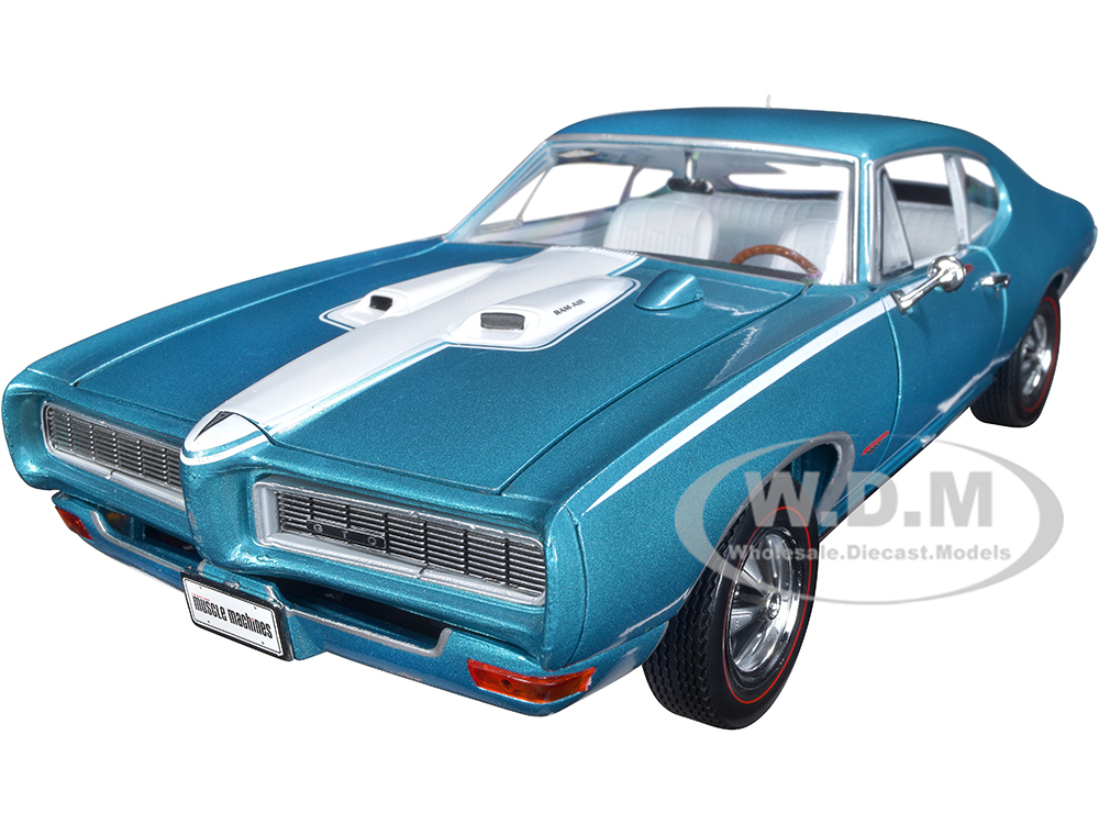 Image of 1968 Pontiac Royal Bobcat GTO Meridian Turquoise and White with White Interior "Hemmings Muscle Machines" Magazine Cover Car (March 2020) 1/18 Dieca