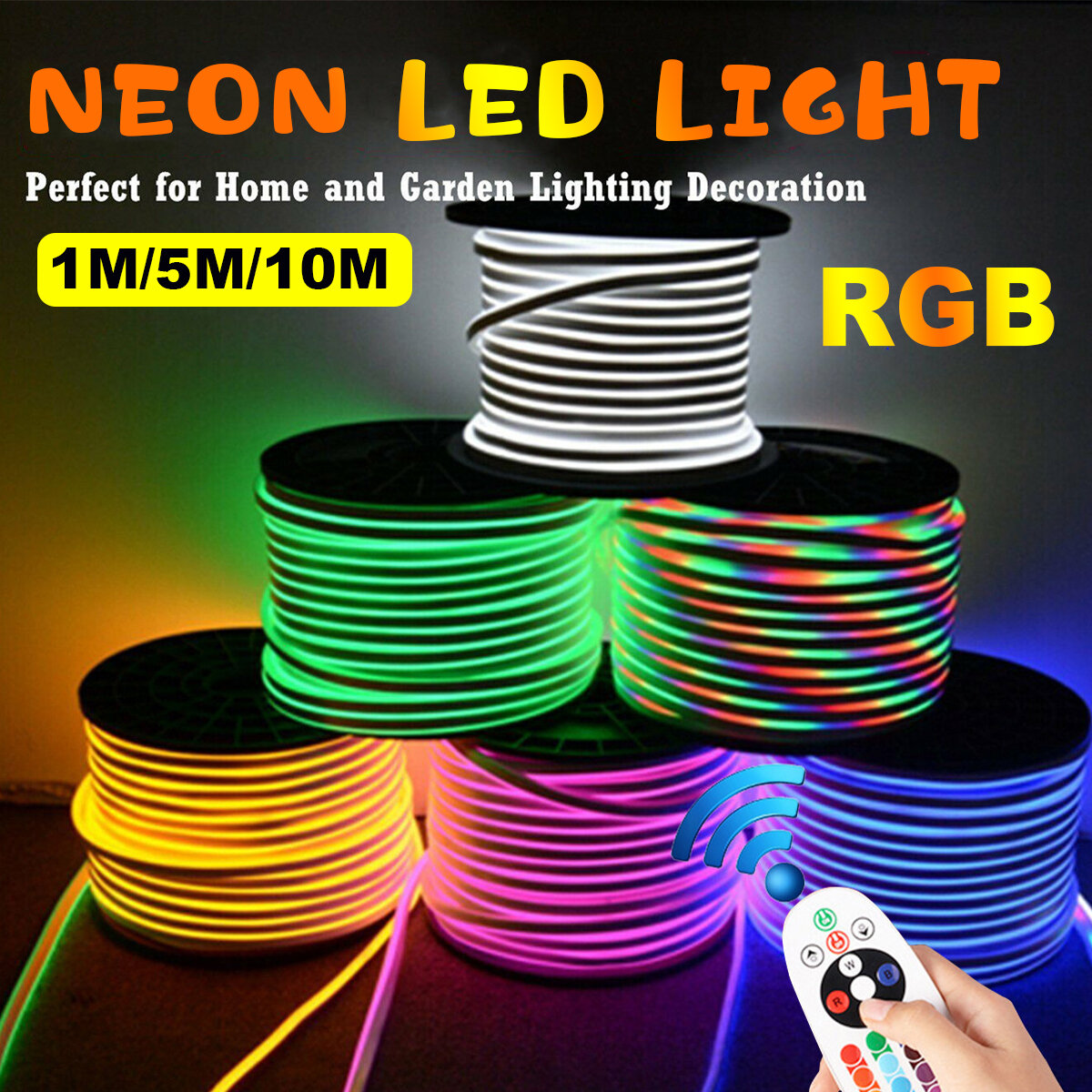 Image of 1M/5M/10M 220V 5050RGB LED Strip 60LED/M Waterproof Tape Neon Flex Lights Rope Plug