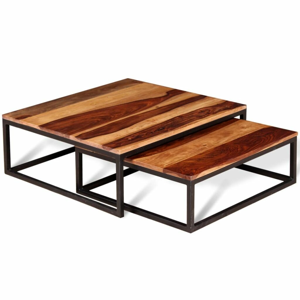 Image of 2 Piece Coffee Table Set Solid Sheesham Wood