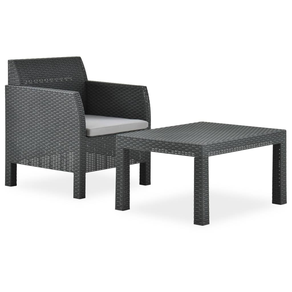 Image of 2 Piece Garden Lounge Set with Cushion PP Anthracite