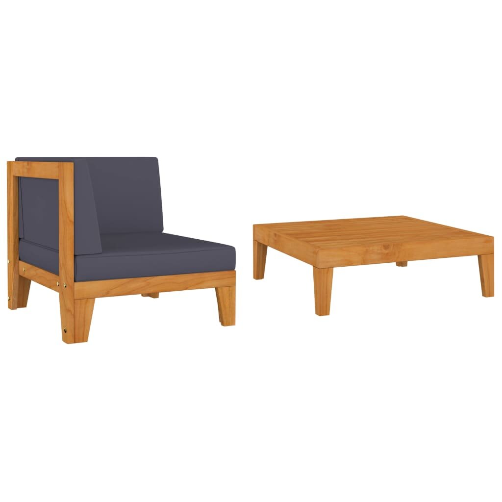 Image of 2 Piece Garden Lounge Set with Cushions Solid Acacia Wood