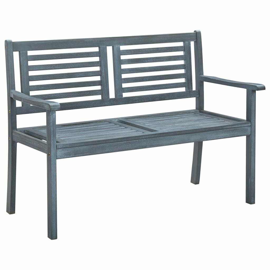 Image of 2-Seater Garden Bench 472" Gray Solid Eucalyptus Wood