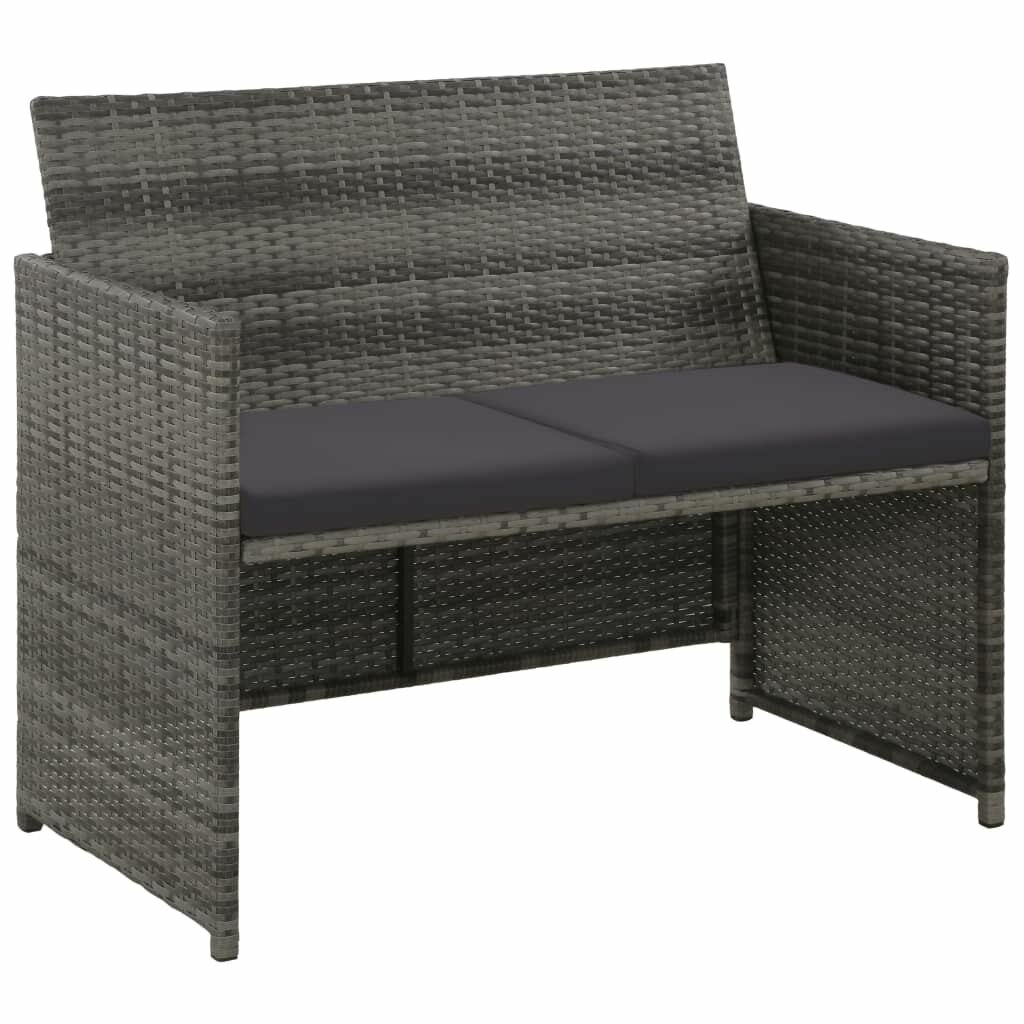 Image of 2 Seater Garden Sofa with Cushions Gray Poly Rattan