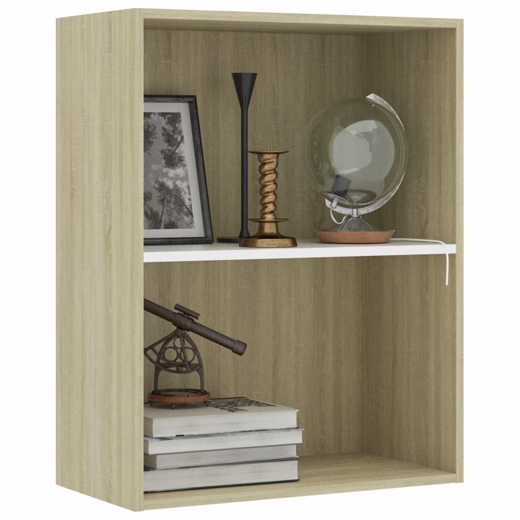 Image of 2-Tier Book Cabinet White and Sonoma Oak 236"x118"x301" Chipboard