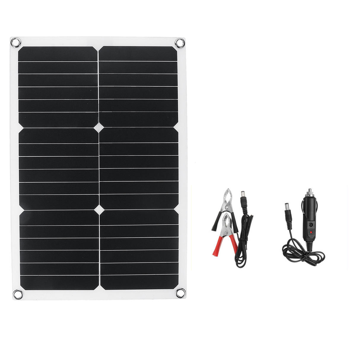 Image of 20W 18V 28cmX42cm Monocrystalline Silicon Solar Panel with Dual USB Output + Car Charger + Battery Clip