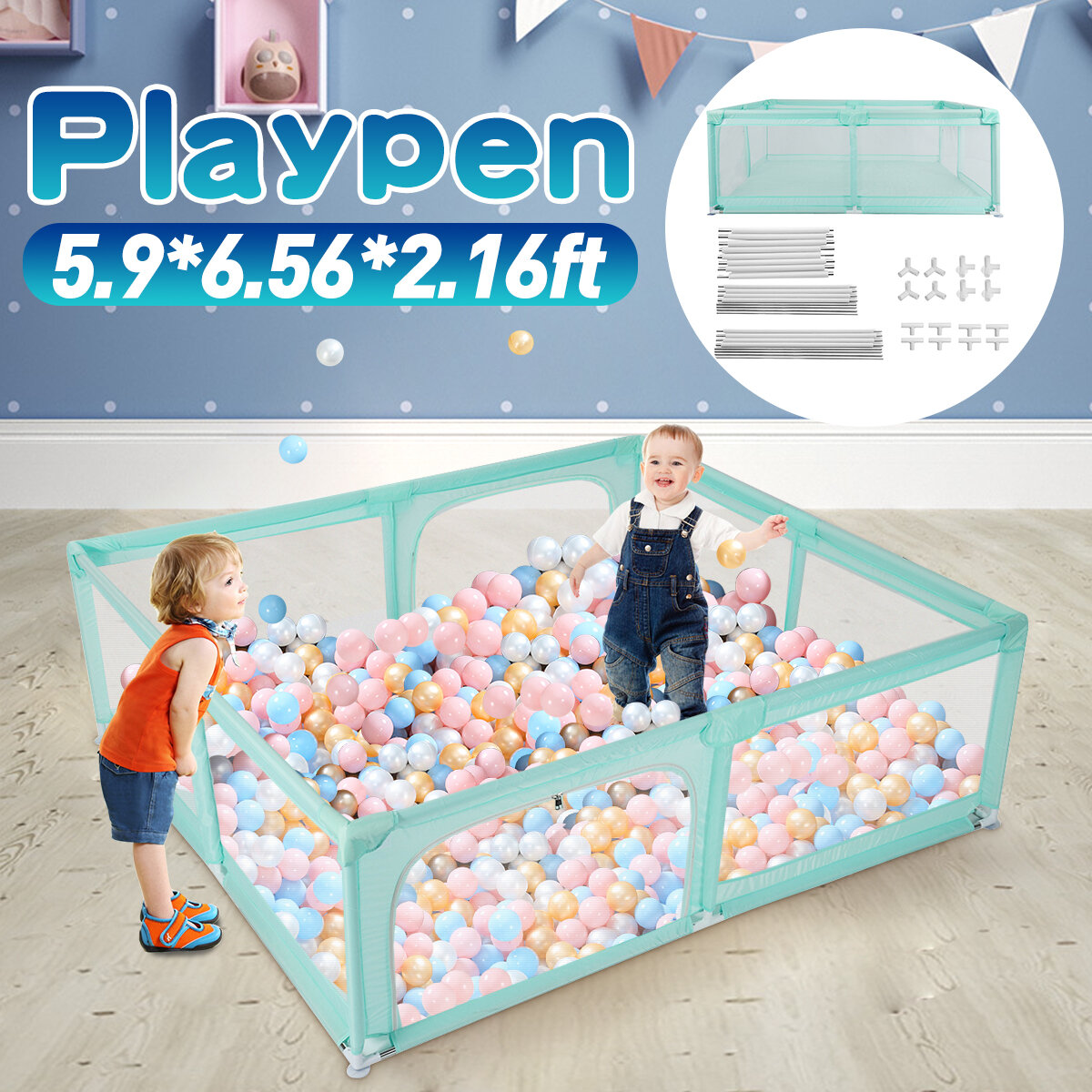 Image of 20X20M Baby Playpen Extra Large Play Yard Indoor Outdoor Kids Activity Center &Gate