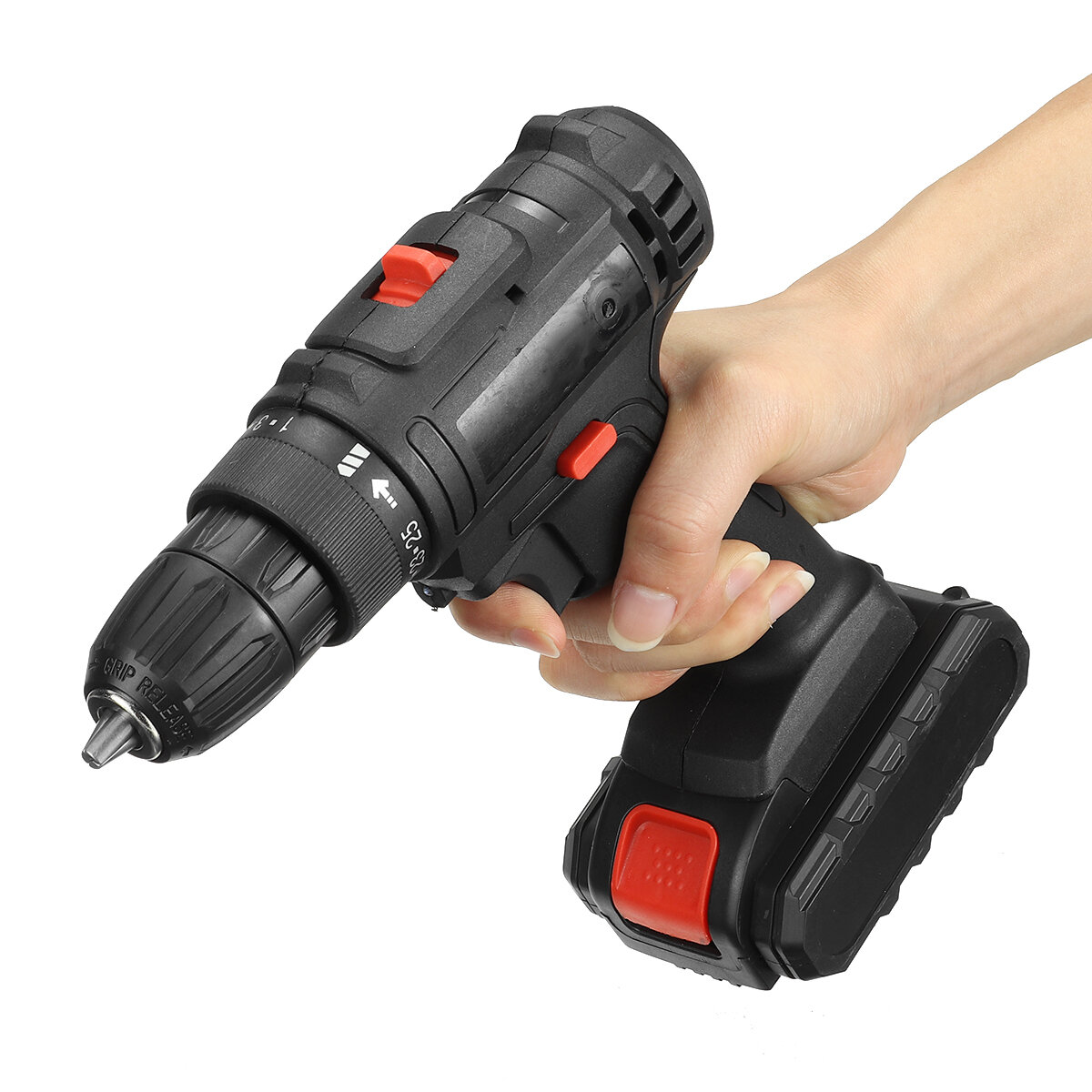 Image of 21V 2 Speed Household Lithium Battery Cordless Drill Driver Power Drill Electric Drill With Battery