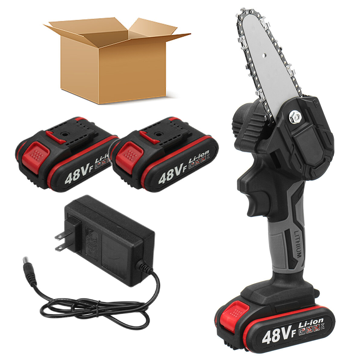 Image of 21V 4" Rechargeable Electric Chain Saw Cordless Portable Woodworking Wood Cutter
