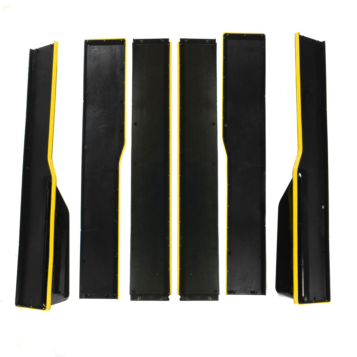 Image of 22M / 866 Inch Universal Black Side Skirt Extension Rocker Panel Splitter Yellow line