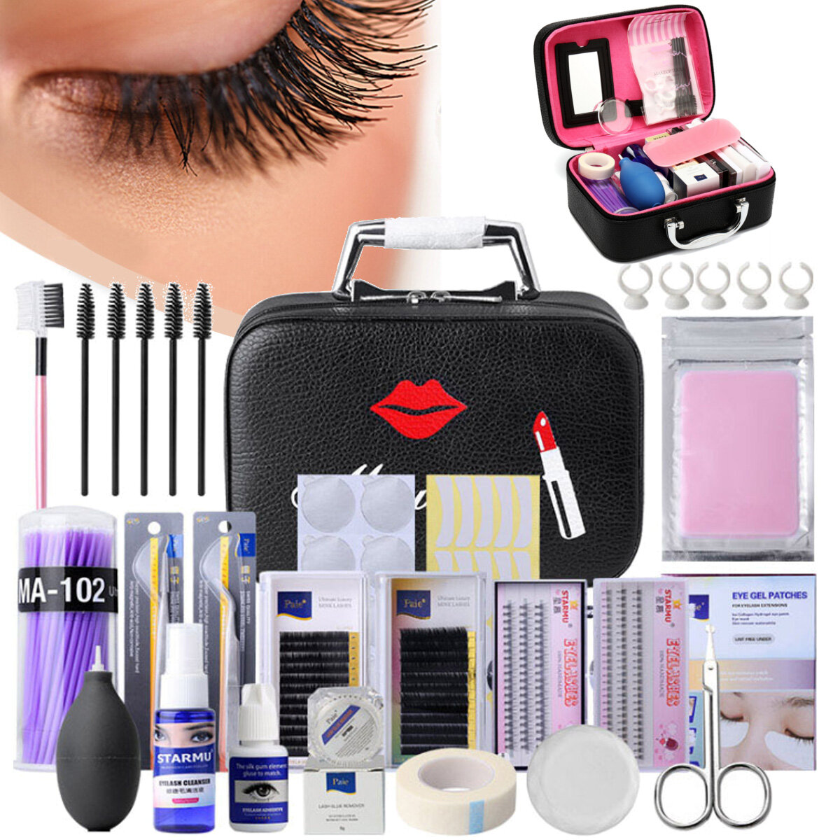 Image of 22pcs Lash Starter Kit Eyelash Extension Makeup Practice Set Bag False Eyelash Extension Training Makeup Beginner Practi