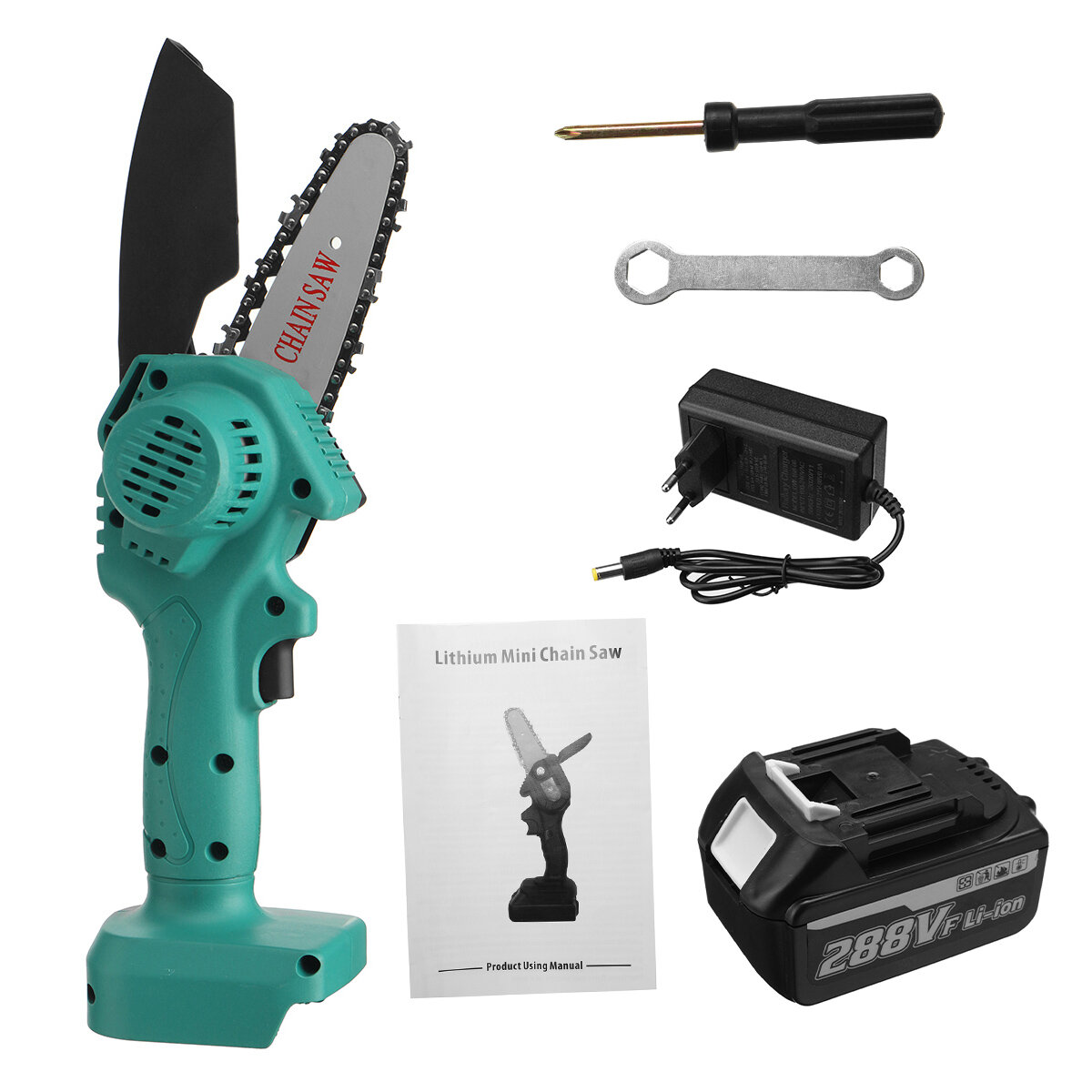Image of 288VF Cordless Electric One-Hand Saw Mini Woodworking Chain Saw W/ 1pc or 2pcs Battery