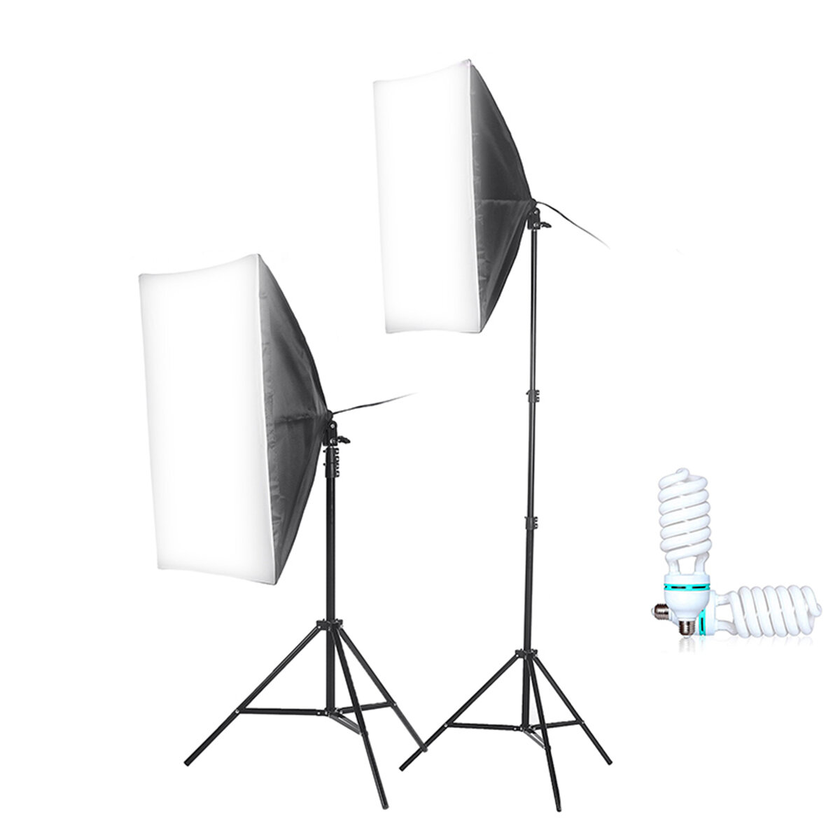 Image of 2Pcs 150W Photography Softbox 6000K LED Lighting Lamp Soft Box with Light Stand Bracket Studio Kit