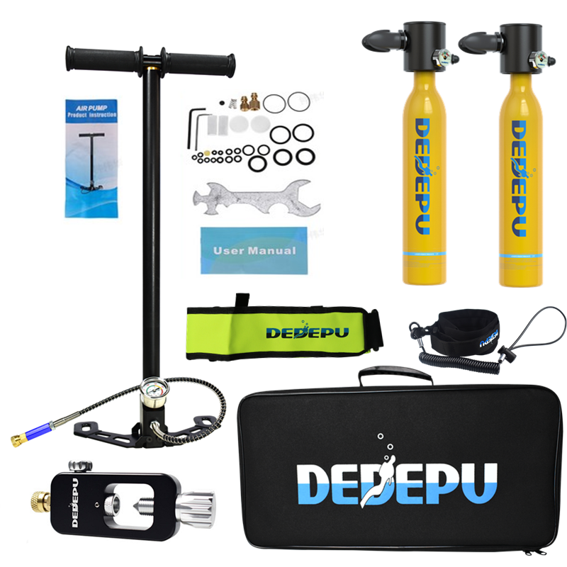 Image of 2x05L Yellow DEDEPU Scuba Diving Tank Mini Scuba Tank Air Oxygen Cylinder Underwater Diving Set With Adapter & Storage