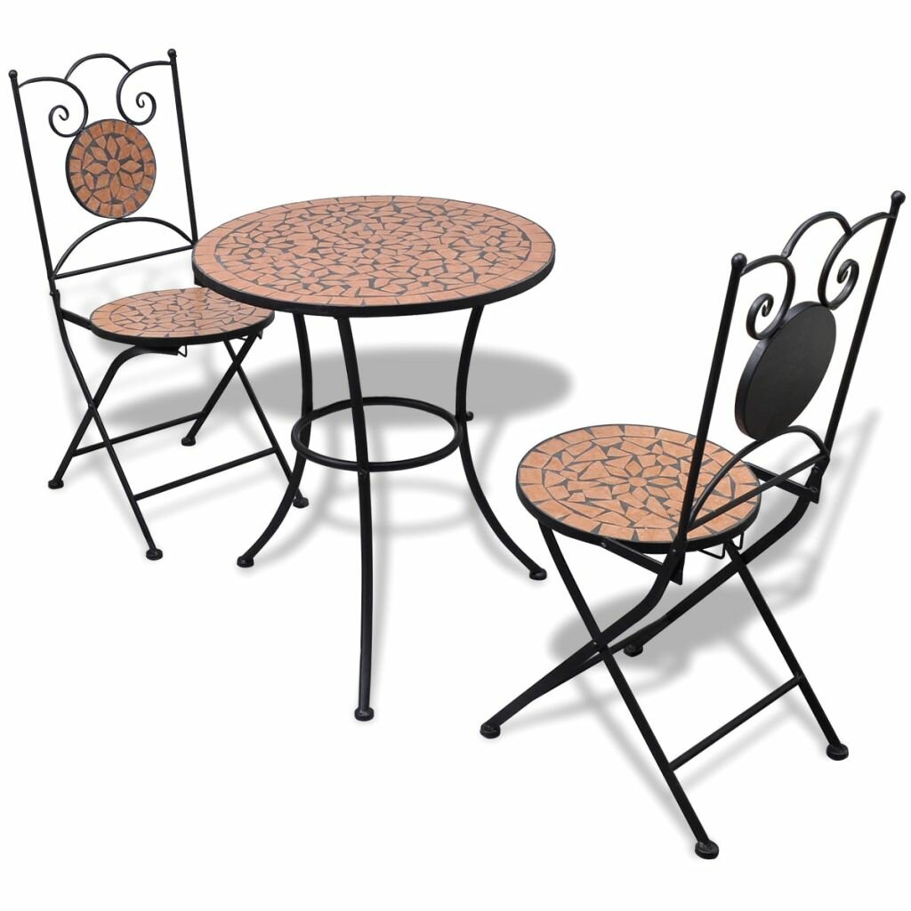 Image of 3 Piece Bistro Set Ceramic Tile Terracotta