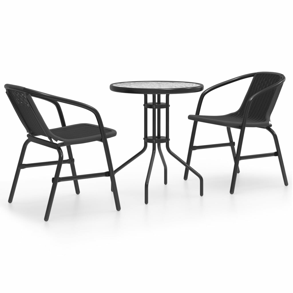 Image of 3 Piece Patio Dining Set Black