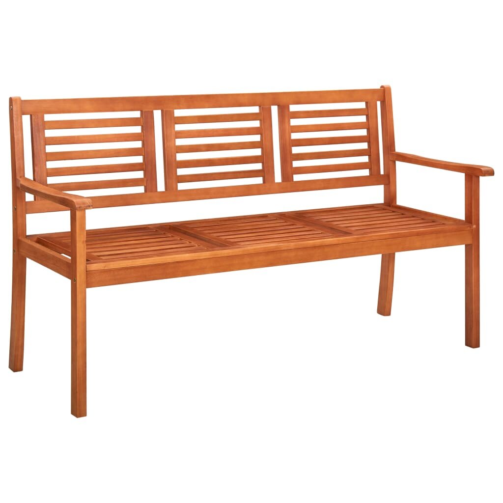 Image of 3-Seater Garden Bench 591" Solid Eucalyptus Wood