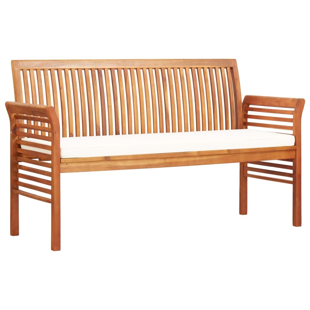 Image of 3-Seater Garden Bench with Cushion 59" Solid Acacia Wood