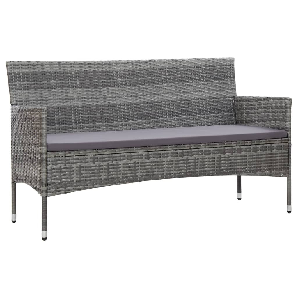 Image of 3-Seater Garden Sofa with Cushions Gray Poly Rattan