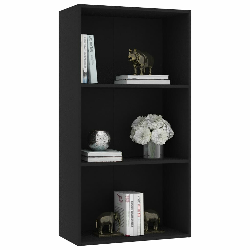 Image of 3-Tier Book Cabinet Black 236"x118"x449" Chipboard
