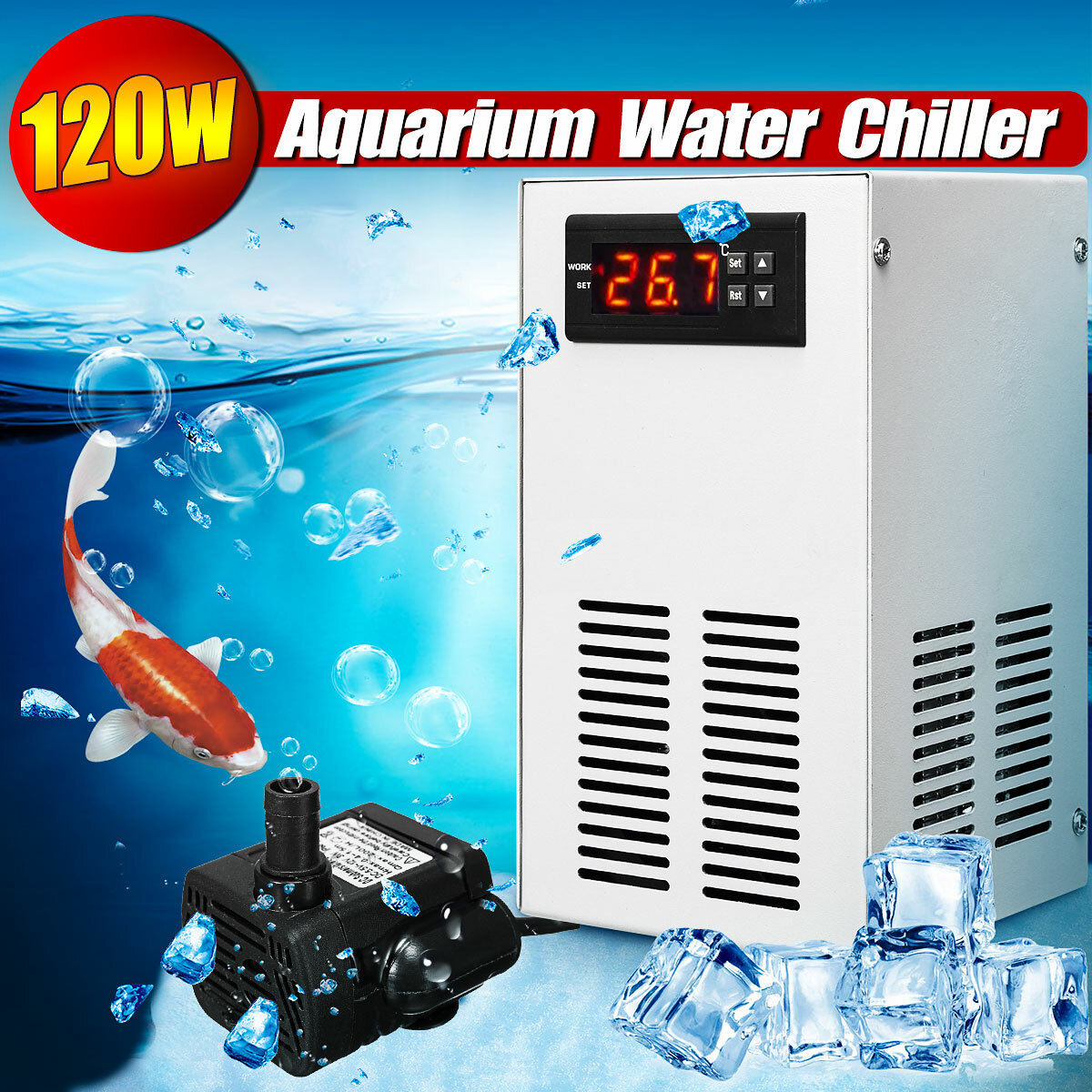 Image of 30L 120W LCD Display Water Chiller Cooling Device Tank Fish Constant Temperature Cooling Equipment
